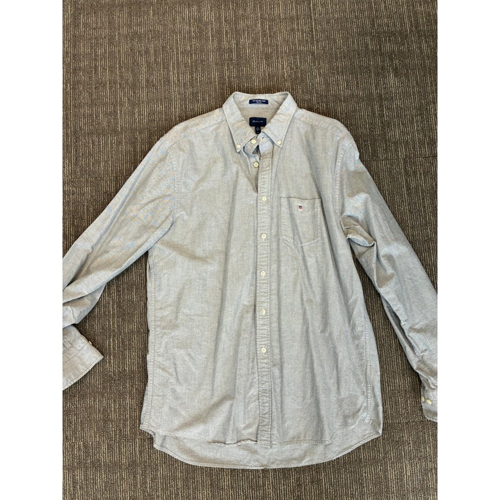 Gant Mens Regular Fit Oxford Shirt Grey Long Sleeve Button Down XL 17.5 Collar